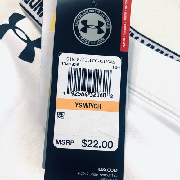 NWT UA Girls HeatGear Sports Bra White Sz S Youth - Picture 6 of 7